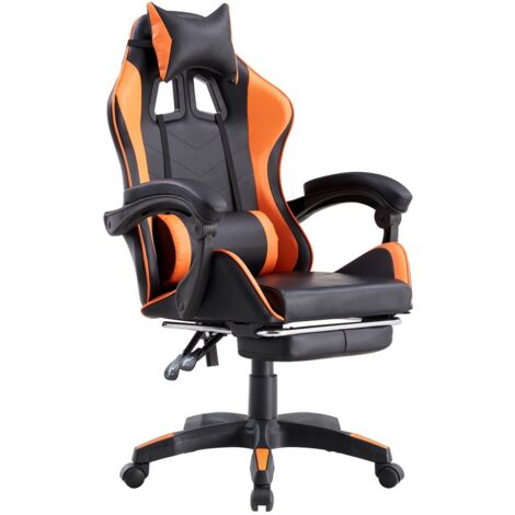 Sedia gamer reclinabile con poggiapiedi arancione