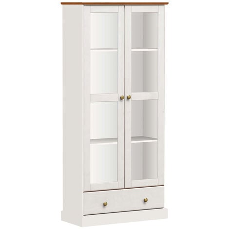 Mobile contenitore 90x45 cm in legno bianco con 2 ante e 4 ripiani