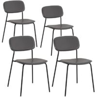 Set 4 Sedie ergonomiche in PVC per Cucina e Ufficio grigie - Hani