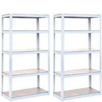 Scaffali metallici 150x75x30 cm bianchi 5 ripiani
