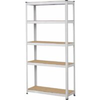 Scaffale in metallo bianco con 5 ripiani da 875kg