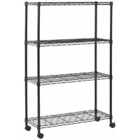 Scaffale acciaio cromato con ruote 4 ripiani 90x35x137 cm