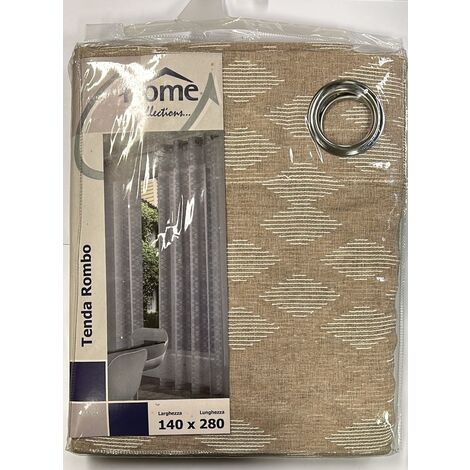 HOME COLLECTIONS - TENDA CON ANELLI ROMBO 140X280CM BEIGE