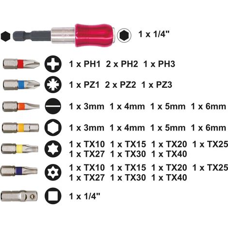 Connex COXB973932 - Kit Inserti per avvitatore, 32 Pezzi 