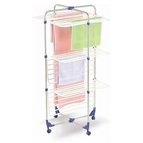 STENDIBIANCHERIA A TORRE NEW YORK STRUTURA ACCIAIO INOX 3 PIANI 65X65X135 CM