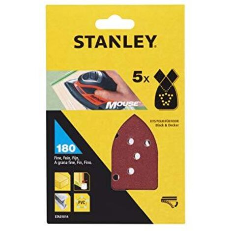 Foglio abrasivo velcrato Stanley forato grana 180 per smerigliatrice mouse 5 pezzi (1/3)