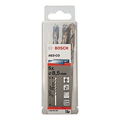 Set di 5 punte a spirale in acciaio inossidabile PRO HSS-Co, 8,5 x 75 x 117 mm