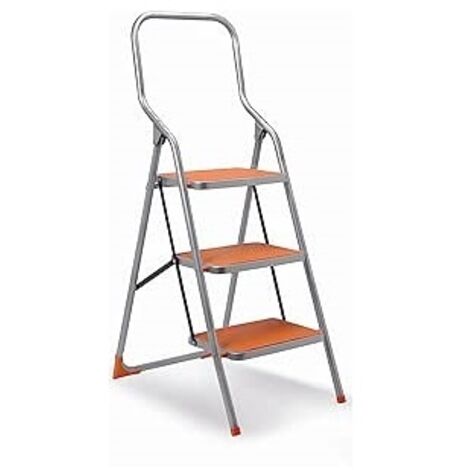 GRIP STEP 3 GRADINI - ROBUSTO SGABELLO IN ACCIAIO VERNICIATO CON AMPI PIANI E TAPPETINO IN GOMMA ANTISCIVOLO