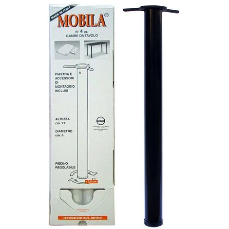 MOBILIA - SET 4 GAMBE DA TAVOLO NERE D. 60 H 710