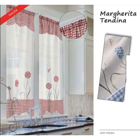HOME COLLECTIONS - COPPIA TENDINE MARGHERITA 60X150CM AZZURRO IN POLIESTERE