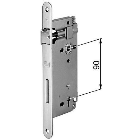 AGB - SERRATURA DA INFILARE PER PORTE INTERNE (A17) PATENT D90 F22 E40 CON BORDI TONDI - ACCIAIO CROMATO OPACO