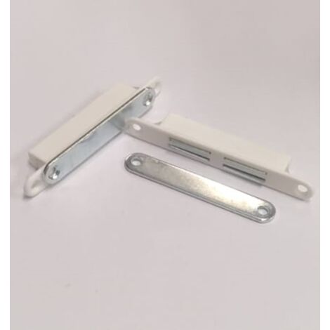 2 PEZZI - CHIUSURE MANGNETICHE DA INCASSO PER PORTE SCORREVOLI - FORZA 8KG - CON RISCONTRO E VITI - COLORE BIANCO