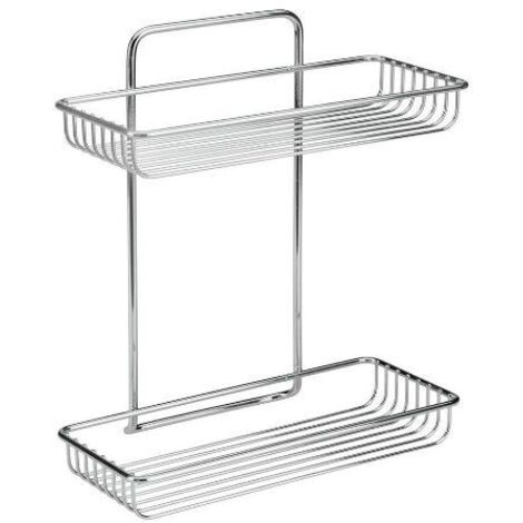 ATLANTIS - MENSOLA RETTANGOLARE A 2 LIVELLI CROMATA 26 x 12 x 32 cm