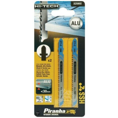 BLACK&DECKER - PIRANHA - 2 LAME PER SEGHETTO ALTERNATIVO PER TAGLI RAPIDI ALLUMINIO E PLASTICA - LUNGHEZZA LAMA 72MM