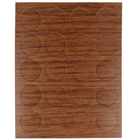 2 FOGLI - 40 ADESIVI COPRIVITE Ø13MM - COLORE LEGNO NOCE
