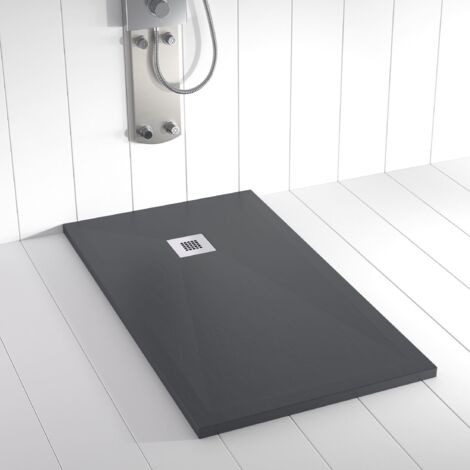 Receveur de douche Resine PLES Anthracite  - 80x110 cm - Grille + Valve OFFERTE
