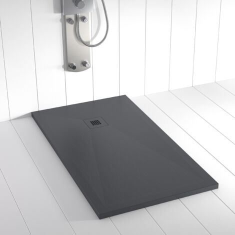 Receveur de douche Resine PLES Anthracite   (grille coloure) - 100x160 cm - Grille + Valve OFFERTE
