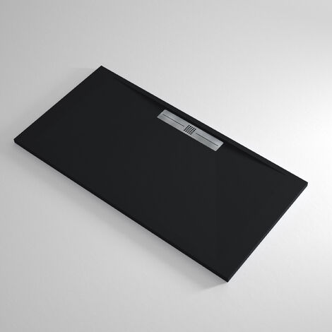 Receveur de douche Resine MARQUIS Noir - 90x120 cm - Grille + Valve OFFERTE