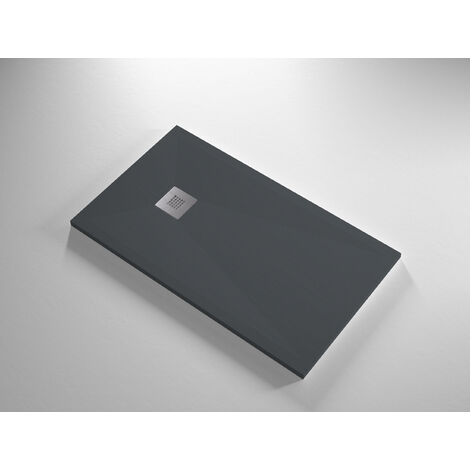 Receveur de douche Resine DUC Anthracite - 90x90 cm - Grille + Valve OFFERTE (1/5)
