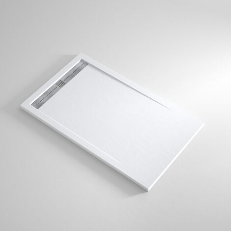 Receveur de douche Resine COUNT Blanc - 90x120 cm - Grille + Valve OFFERTE