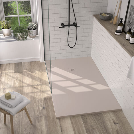 Receveur de douche Resine LAKE Sable (grille coloure) - 80x150 cm - Grille + Valve OFFERTE (1/4)