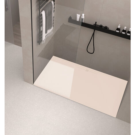 Receveur de douche Resine RIVER Creme (grille coloure) - 70x170 cm - Grille + Valve OFFERTE (1/4)