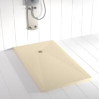 Receveur de douche Resine PLES Creme (grille coloure) - 90x110 cm - Grille + Valve OFFERTE