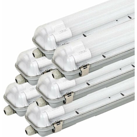 Kit de Réglette LED étanche Double pour Tubes T8 120cm IP65 (2 Tubes Néon  LED 120cm T8 36W inclus) - Blanc Neutre 4000K - 5500K - SILAMP