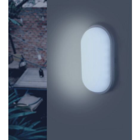 Silamp – Applique LED murale 20W blanche ovale IP65 – Blanc froid 6000K – Éclairage instantané sans scintillement – Économie d'énergie