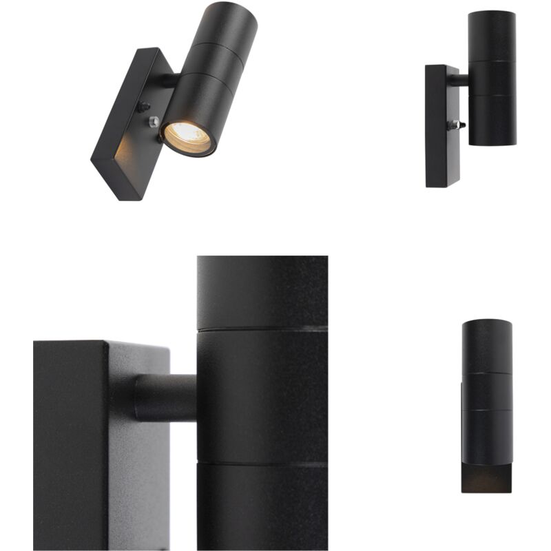 Qazqa Applique Murale D'extérieur Design Noire 2 Lumières Ip44 - Boris | Leen Bakker