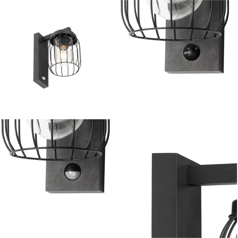 Hobaca E27 Classique Noir Imperméable Verre Applique Murale Exterieur  Vintage Industrielle Luminaire Exterieur - IP44 : : Luminaires et  Éclairage