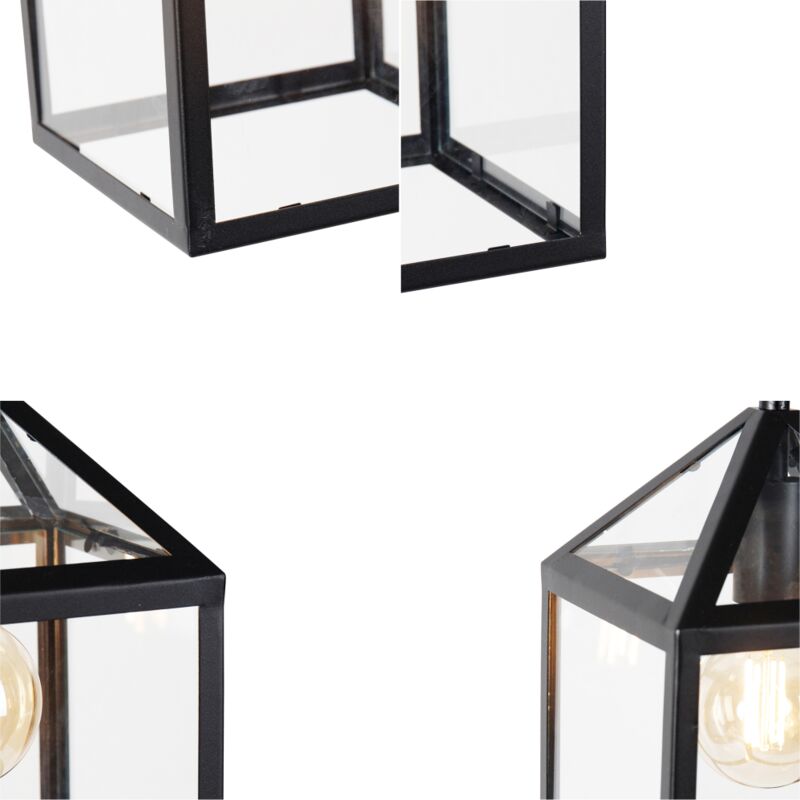 Suspension Extérieure Amsterdam Qazqa - Noir - IP23 - Verre Et Acier - Dimmable - Culot E27 Max 60W - Style Moderne