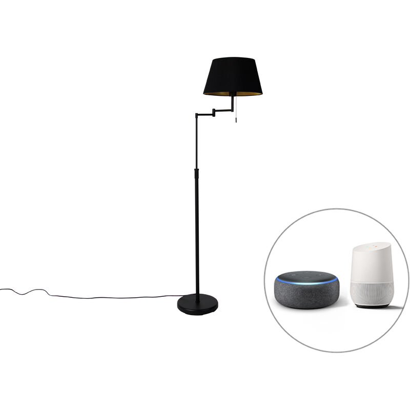 QAZQA ladas - LED Lampe sur pied bras articulé Moderne - 1 lumière - H 150  cm - Noir - Moderne - Éclairage intérieur - Salon I Chambre