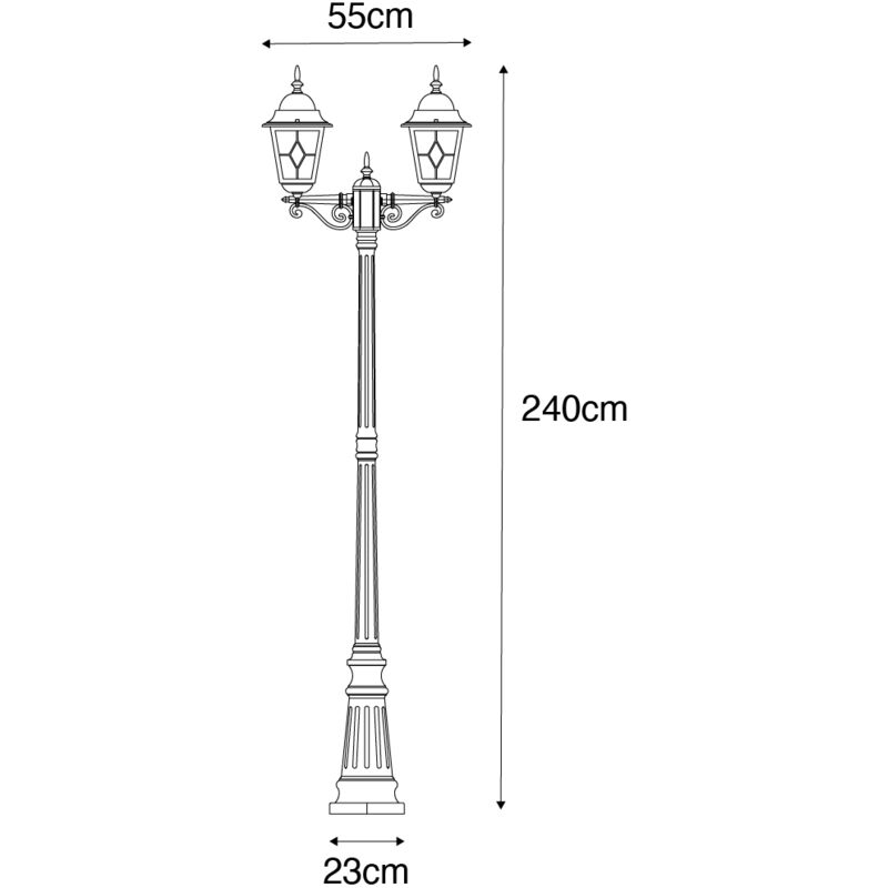 Lampe Sur Pied Extérieur Qazqa Daphne - Style Antique Laiton - IP44 - Culot E27 Max 15W - Hauteur 125cm