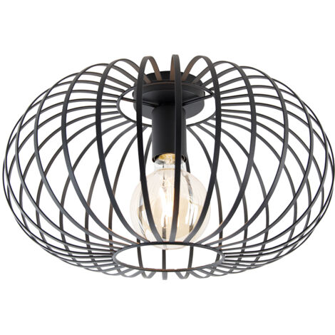 QAZQA johanna - LED Dimmable Plafonnier variateur inclus - 1 lumière - Ø 39 cm - Noir - Design - éclairage intérieur - Salon I Chambre I Cuisine I Salle à manger (1/4)