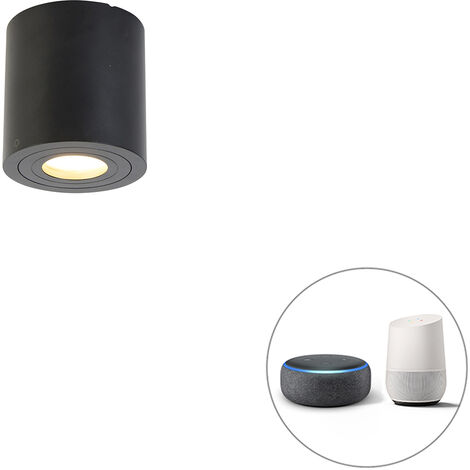 QAZQA capa - LED Dimmable Spot plafond, plafonnier variateur inclus - 1 lumière - Ø 9 cm - Noir - Moderne - éclairage intérieur - éclairage extérieur