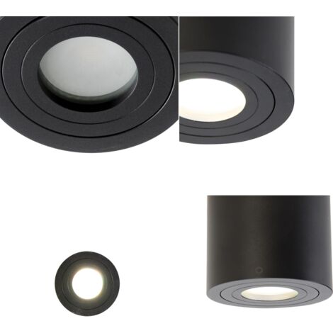 QAZQA capa - LED Dimmable Spot plafond, plafonnier variateur inclus - 1 lumière - Ø 9 cm - Noir - Moderne - éclairage intérieur - éclairage extérieur