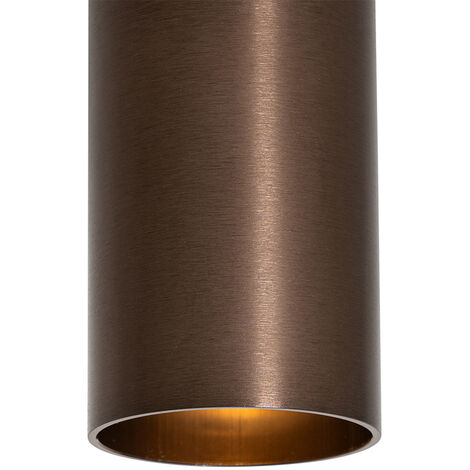 QAZQA tuba - Spot plafond, plafonnier - 1 lumière - Ø 5.6 cm - Bronze - Moderne - éclairage intérieur - Salon I Chambre I Cuisine I Salle à manger