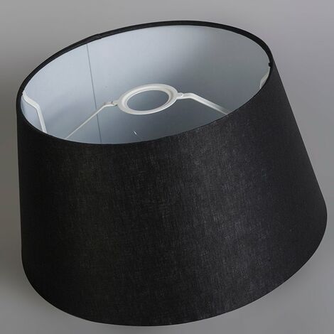 QAZQA rond schuin linnen - Abatjour - Ø 350 mm - Noir -