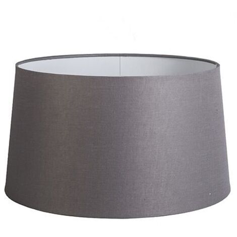 Qazqa – Abat-jour rond en lin gris foncé Ø 450 mm – Hauteur 25 cm – Système de montage ajustable – Pour lampadaires et suspensions