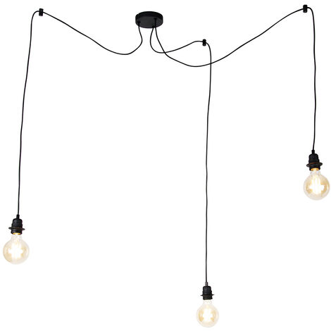 QAZQA cava luxe - Suspension - 3 lumière - H 1500 mm - Noir - Moderne - éclairage intérieur - Salon I Chambre I Cuisine I Salle à manger