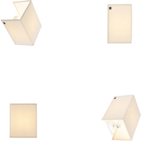 QAZQA vete - Applique murale avec Abat-Jour - 1 lumière - L 150 mm - Beige - Moderne - éclairage intérieur - Salon I Chambre