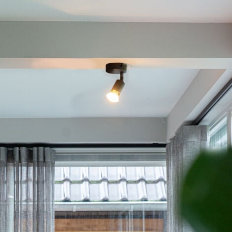 QAZQA jeany - Spot plafond, plafonnier - 1 lumière - L 80 mm - Noir - Moderne - éclairage intérieur - Salon I Chambre I Cuisine I Salle à manger