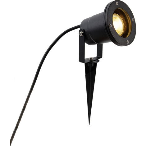 QAZQA basic - Lampe sur piquet - 1 lumière - L 9.8 mm - Noir - Moderne - éclairage extérieur (1/5)