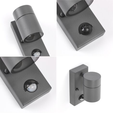 QAZQA solo - Eclairage exterieur avec detecteur de mouvement - 1 lumière - H 150 mm - Gris foncé - Moderne - éclairage extérieur