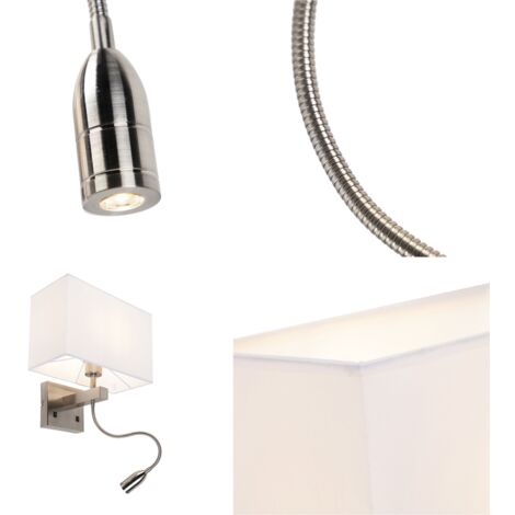 QAZQA bergamo - LED Applique murale avec Abat-Jour - 1 lumière - L 300 mm - Blanc - Design, Moderne - éclairage intérieur - Salon I Chambre