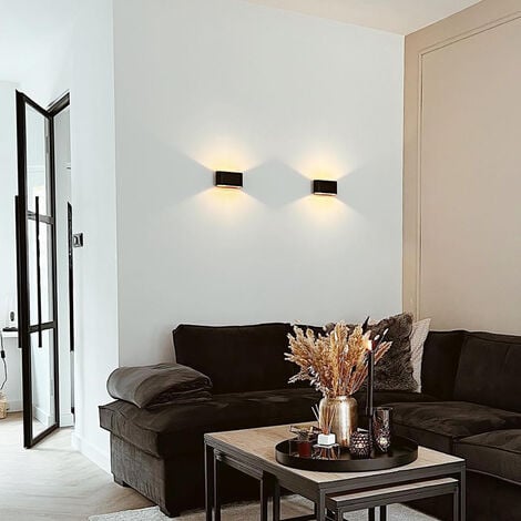 QAZQA otan - Applique murale - 2 lumière - H 140 mm - Noir - Moderne - éclairage intérieur - Salon I Chambre I Cuisine I Salle à manger