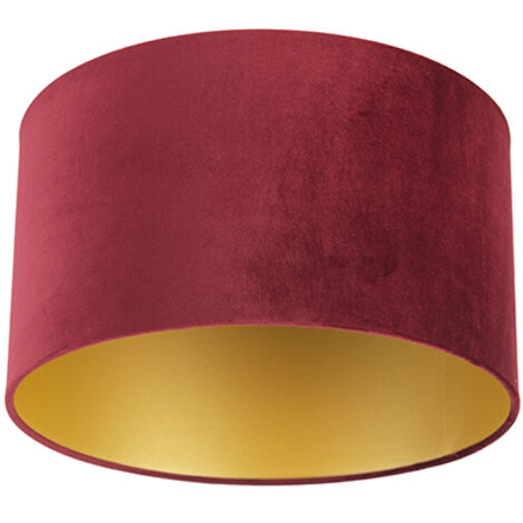 QAZQA cilinder velours - Abatjour - Ø 350 mm - Rouge - (1/6)