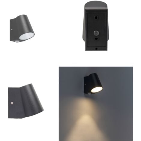 QAZQA Uma - LED Eclairage exterieur avec detecteur de mouvement - 1 lumière - H 120 mm - Gris foncé - Moderne - éclairage extérieur