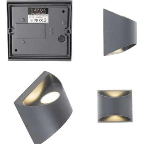 QAZQA mal - LED Applique murale - 2 lumière - H 123 mm - Gris foncé - Moderne - éclairage extérieur